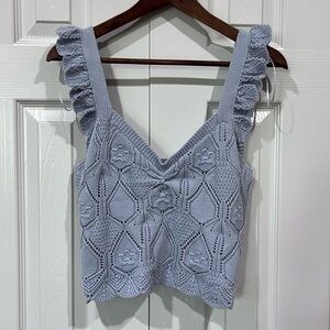 Chelsea & Violet Pointelle Stitched Scalloped Eyelet Knit Tank NWT